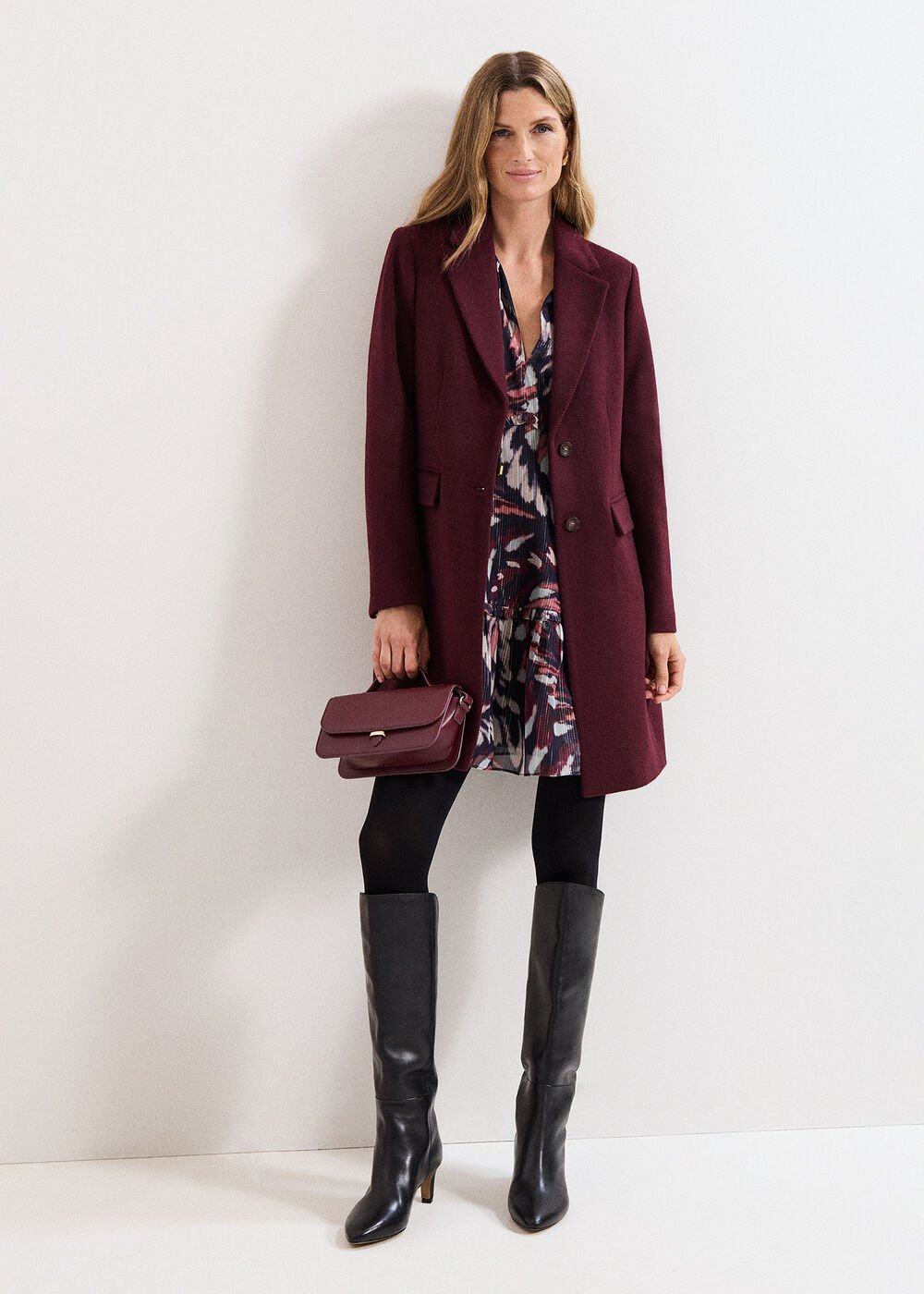 Lydia Wool Coat - Burgundy