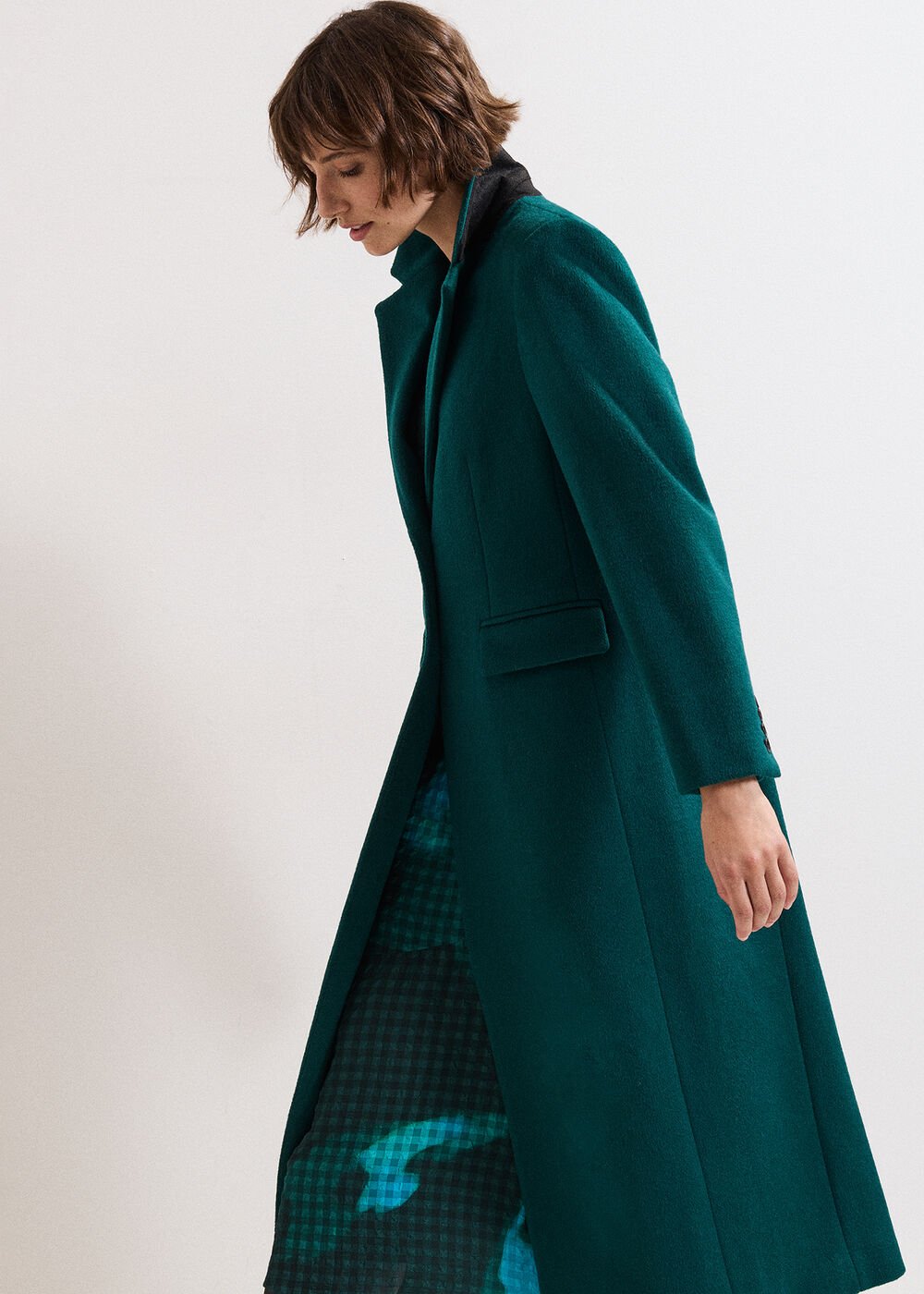 Lydia Long Wool Coat - Teal