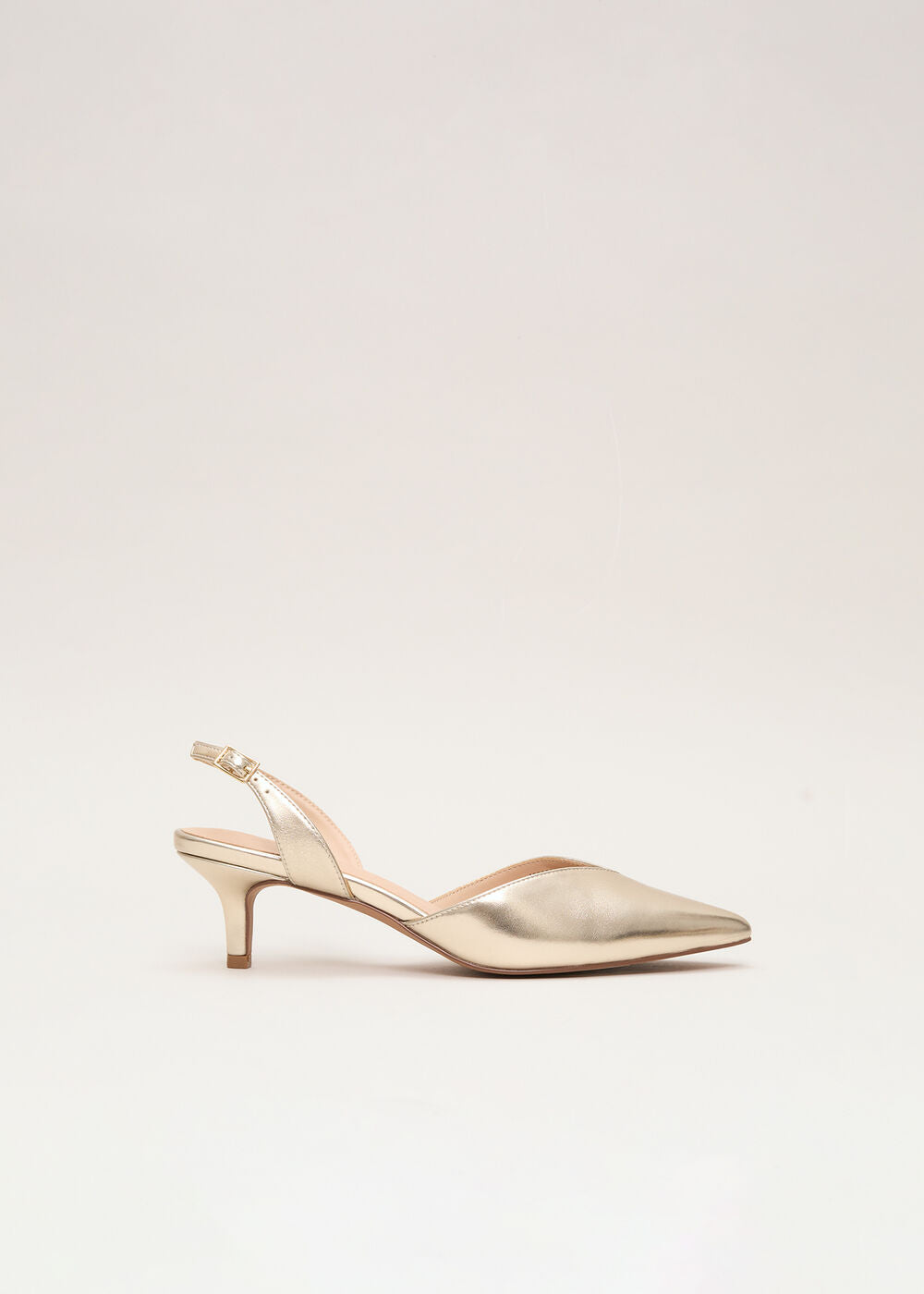Kitten Heel Shoes - Gold