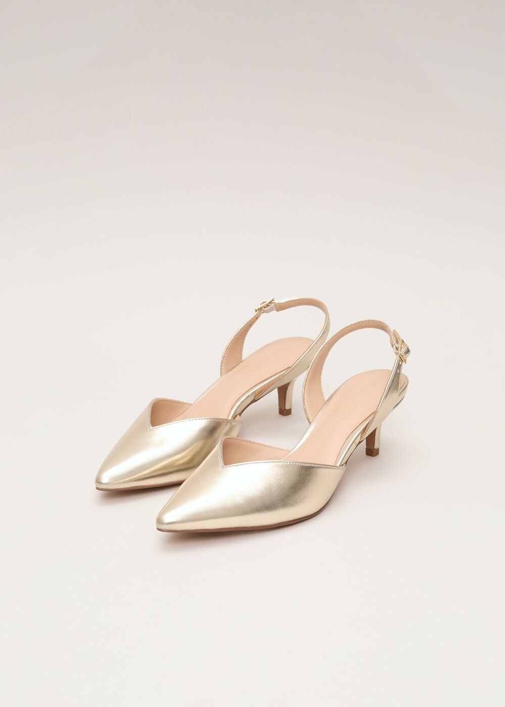 Kitten Heel Shoes - Gold