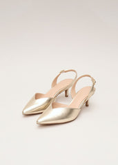 Kitten Heel Shoes - Gold