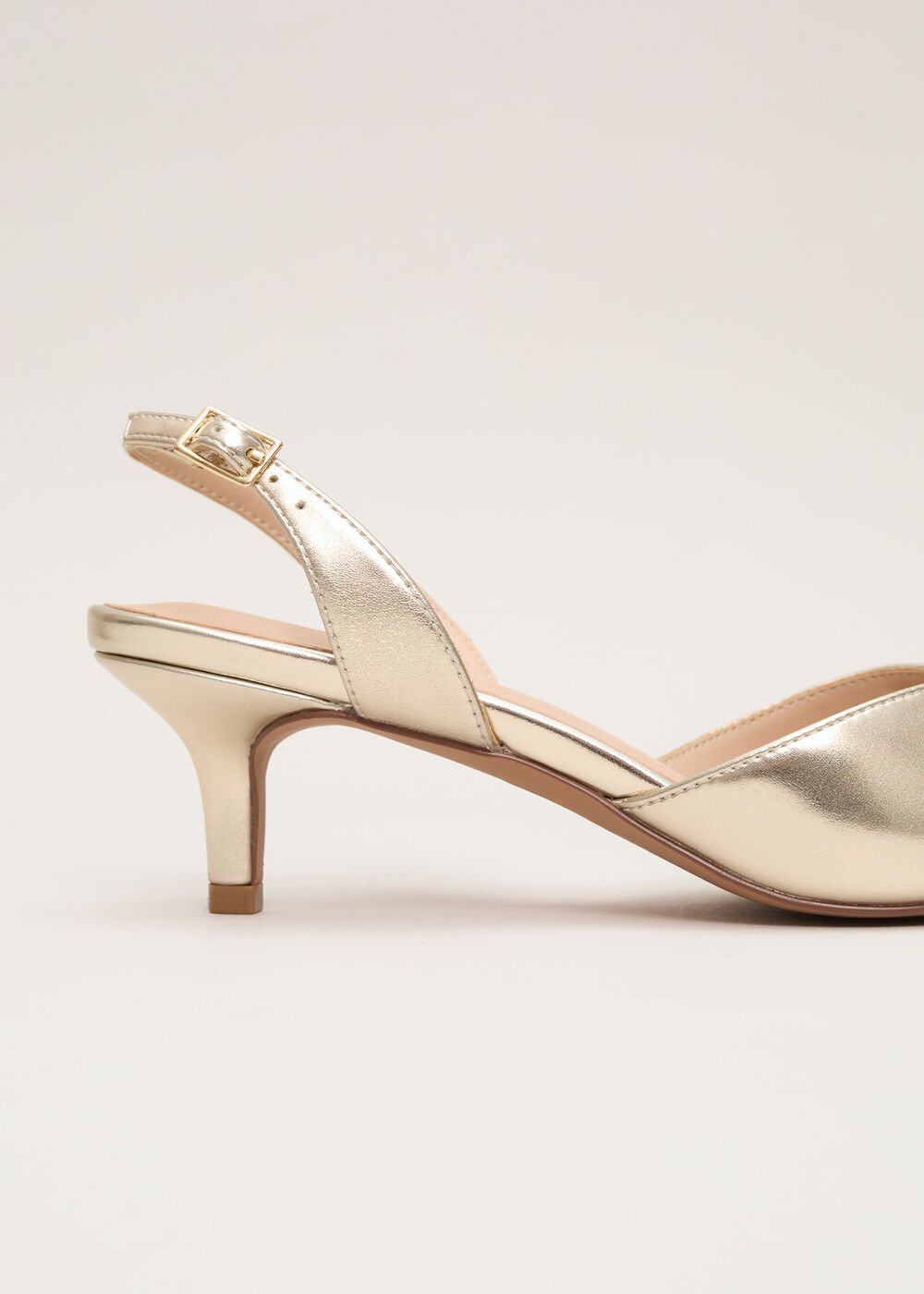 Kitten Heel Shoes - Gold