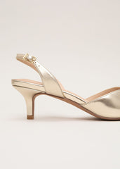 Kitten Heel Shoes - Gold