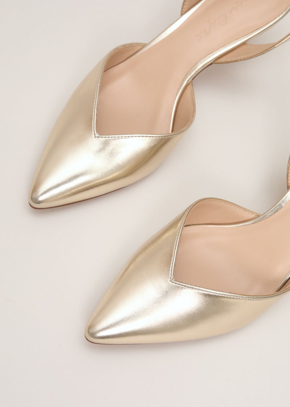 Kitten Heel Shoes - Gold