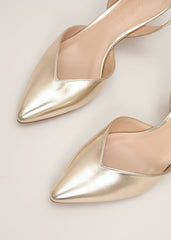Kitten Heel Shoes - Gold