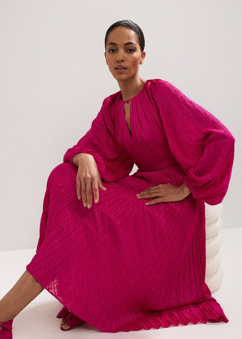Faye Textured Dress - Pink