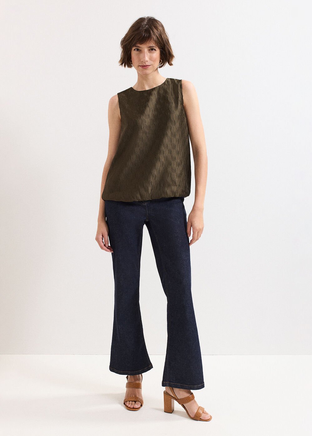 Zula Bubble Hem Top - Khaki