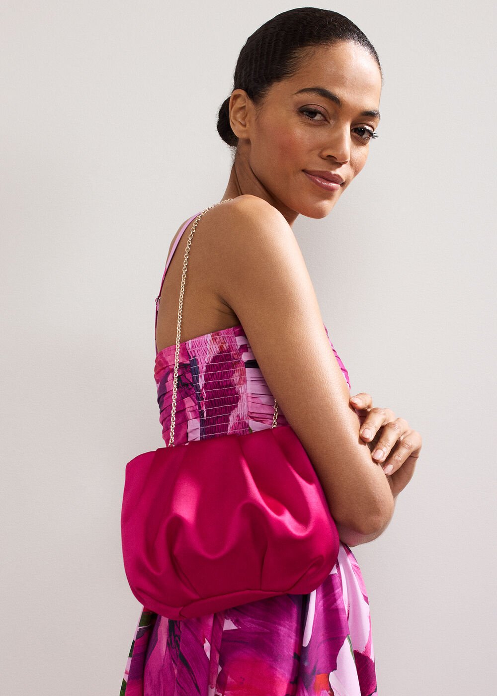 Satin Cloud Clutch - Pink