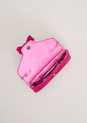 Suede Bow Front Clutch - Pink