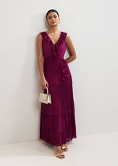 Klana Burgundy Dress - Burgundy