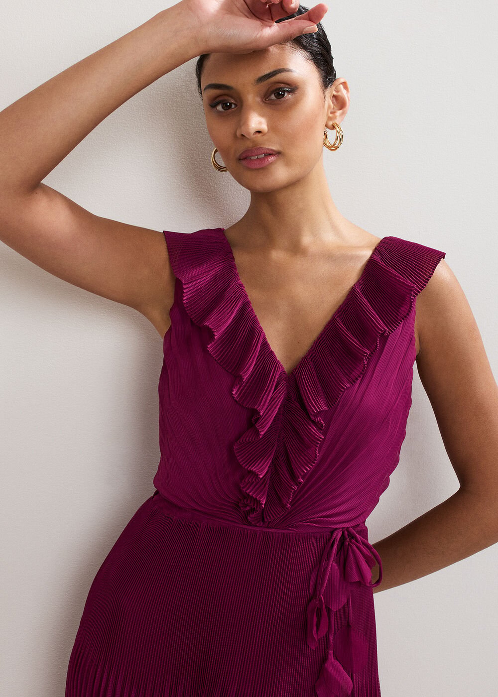 Klana Burgundy Dress - Burgundy