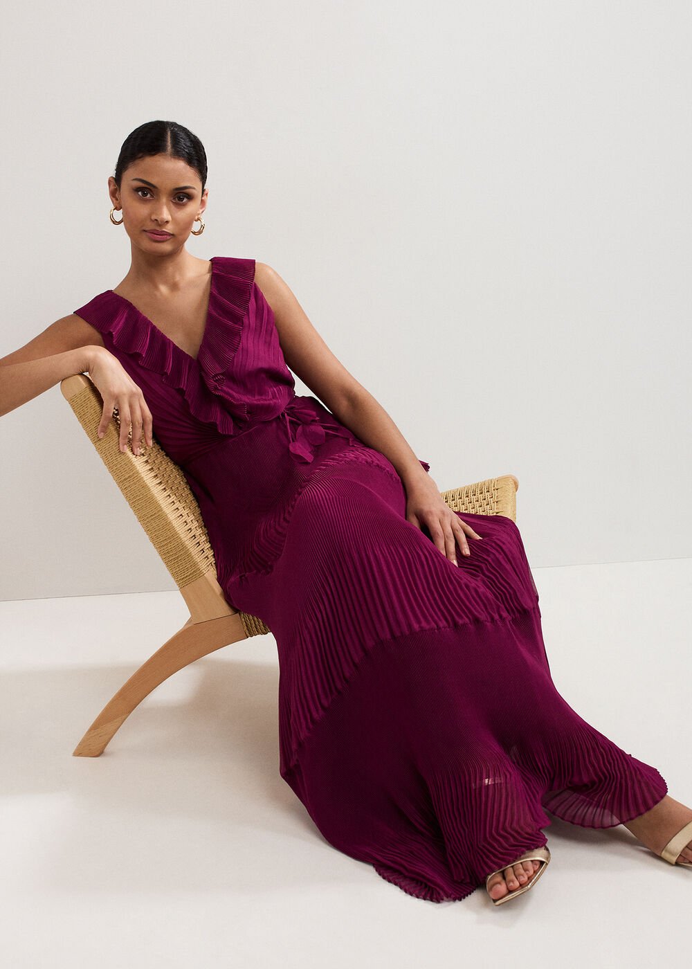 Klana Burgundy Dress - Burgundy