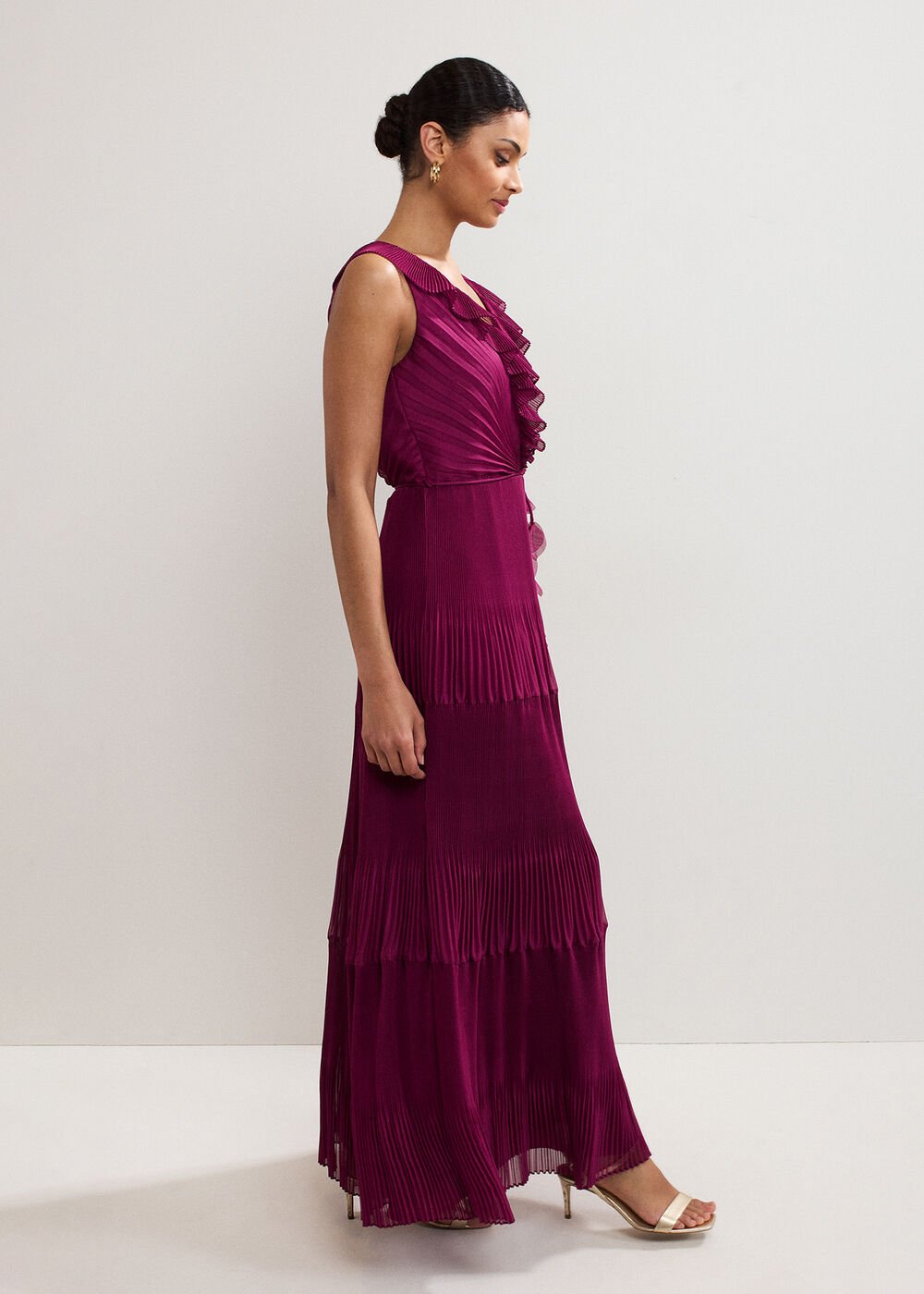 Klana Burgundy Dress - Burgundy