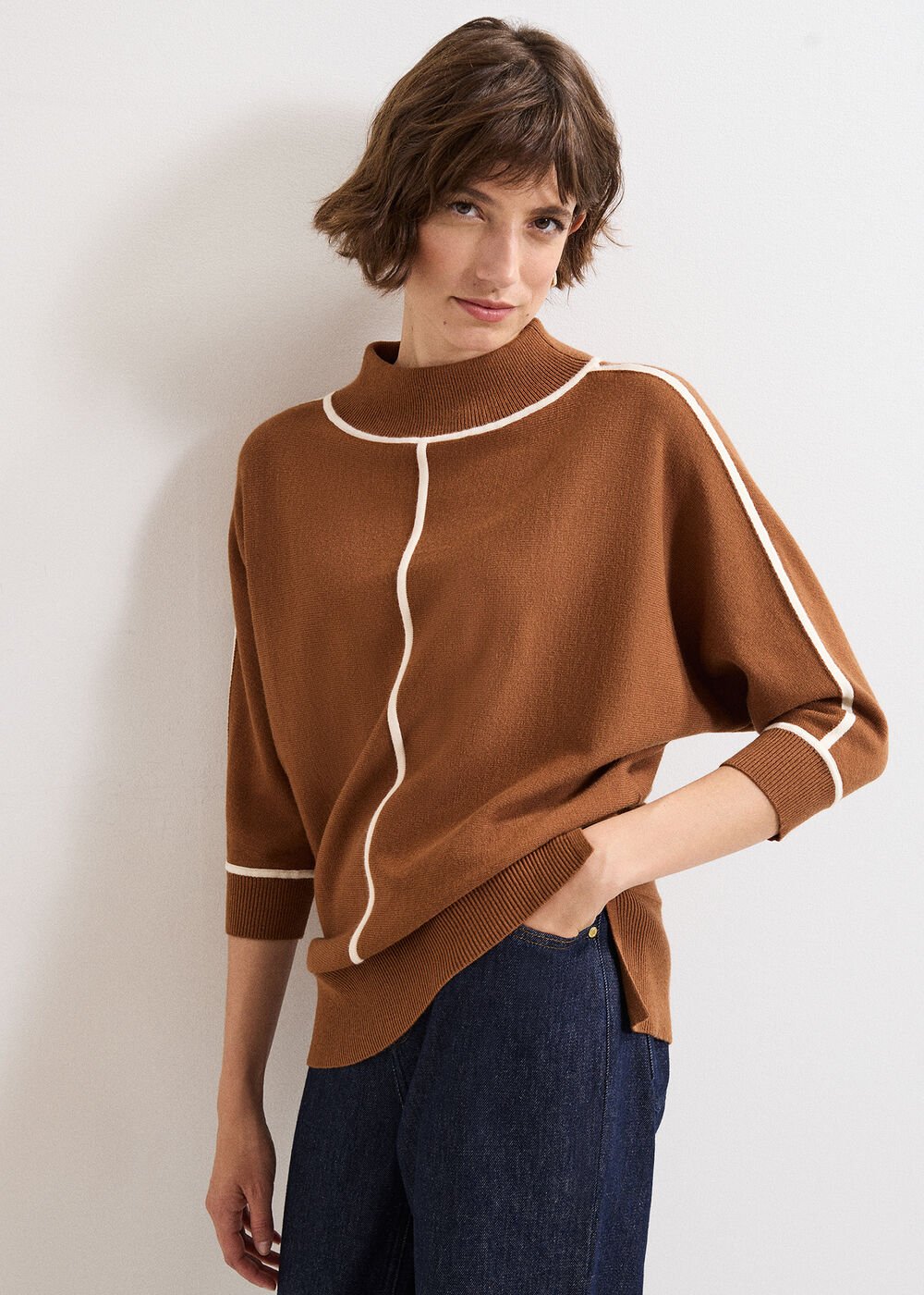Hallie Tipped Jumper - Brown