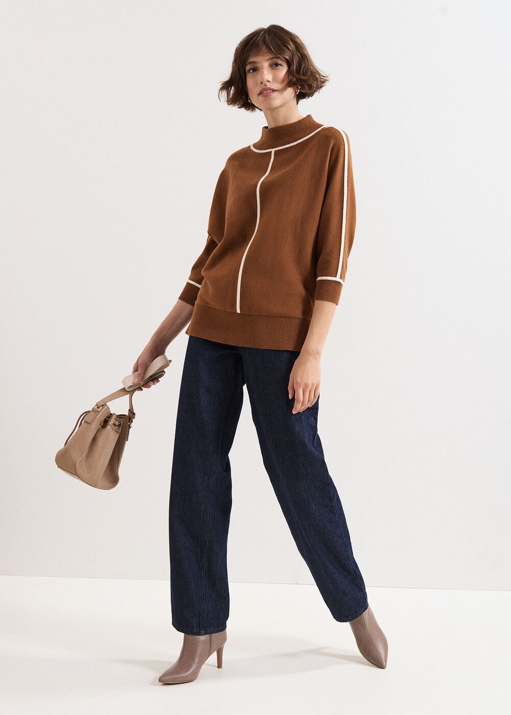 Hallie Tipped Jumper - Brown