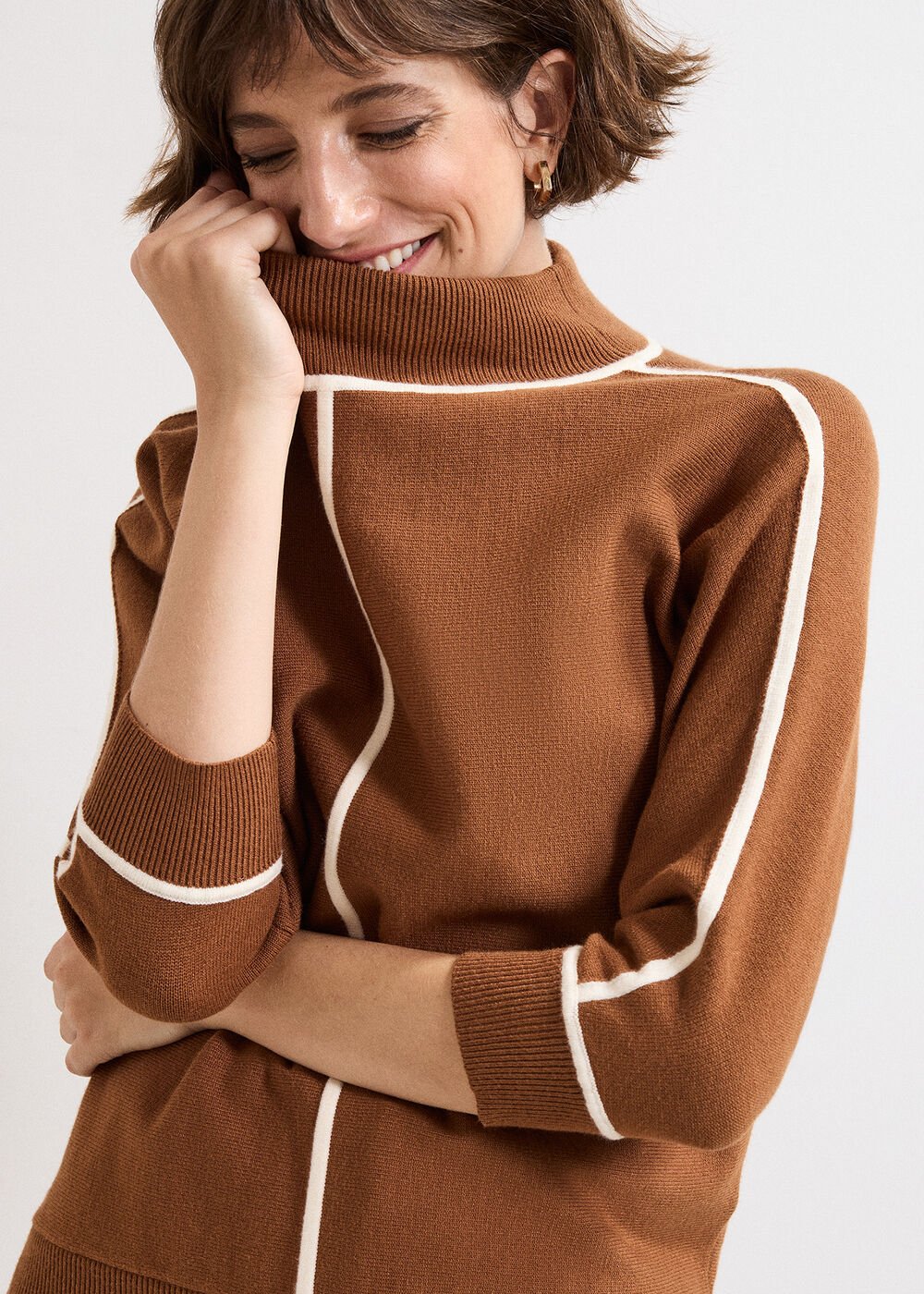 Hallie Tipped Jumper - Brown