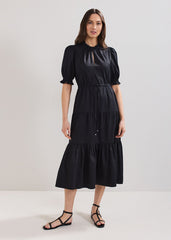 Jen Cotton Midi Dress - Black