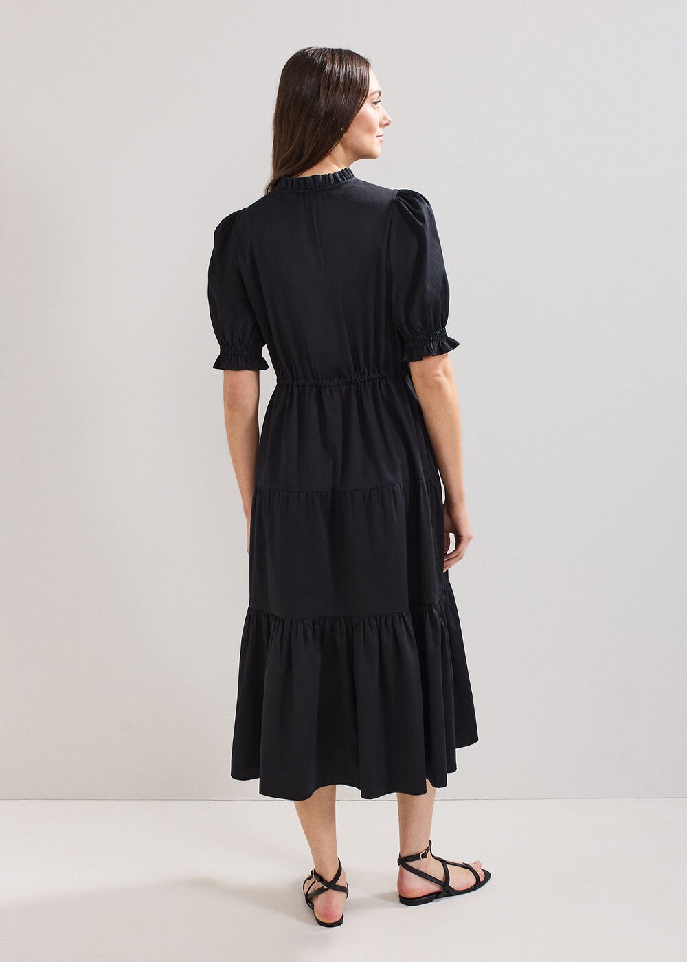 Jen Cotton Midi Dress - Black