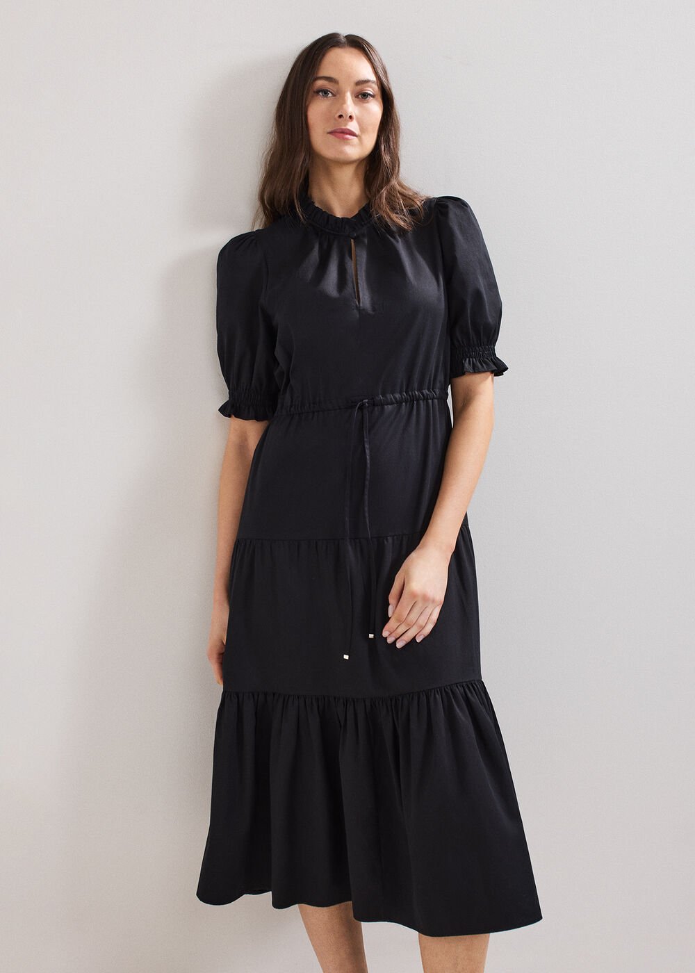 Jen Cotton Midi Dress - Black