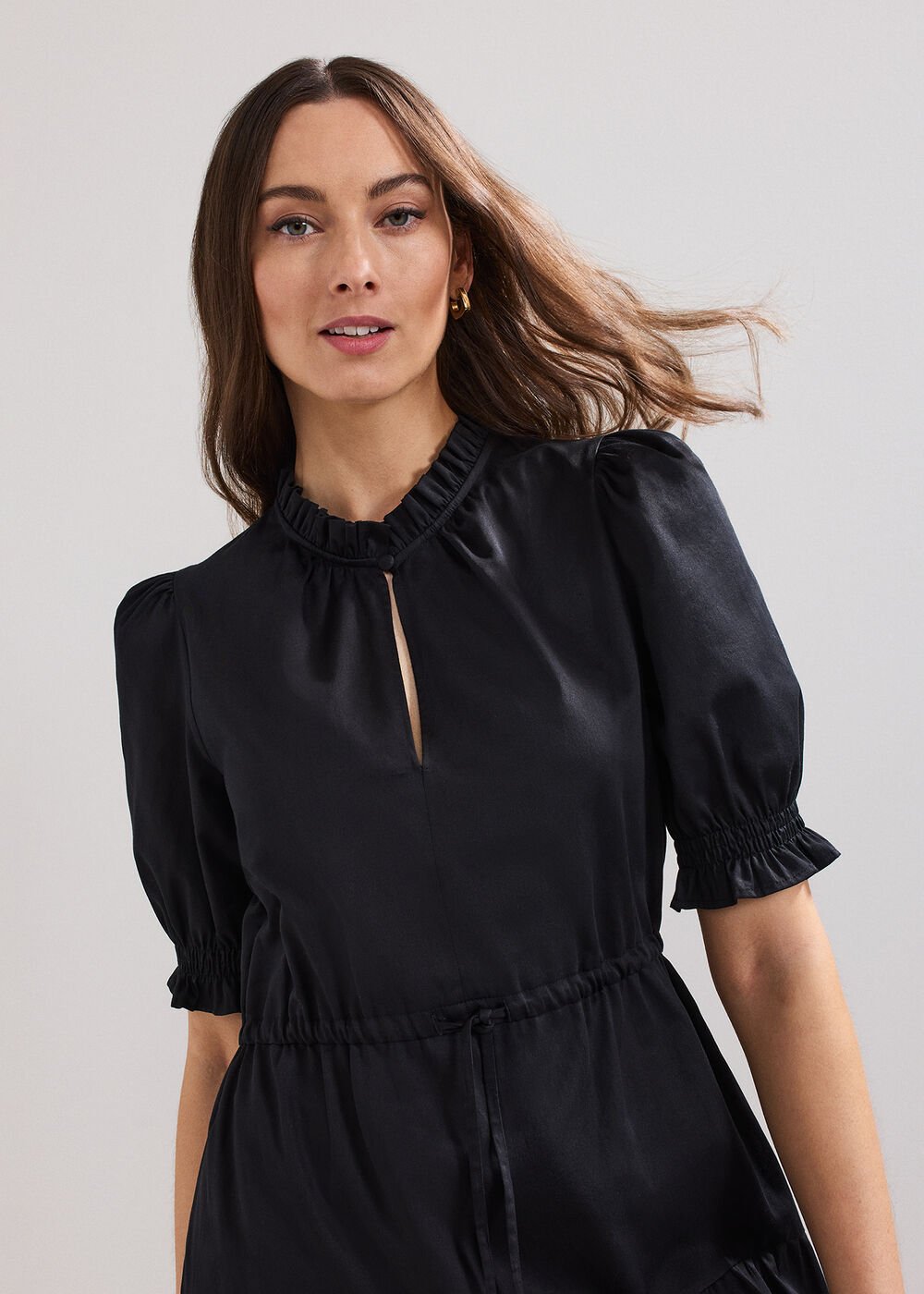Jen Cotton Midi Dress - Black