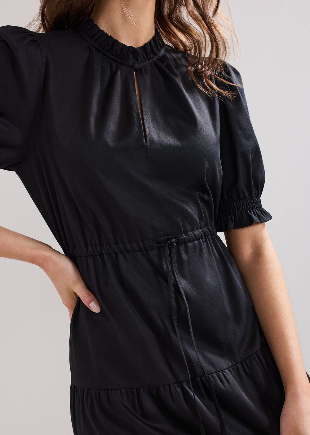 Jen Cotton Midi Dress - Black