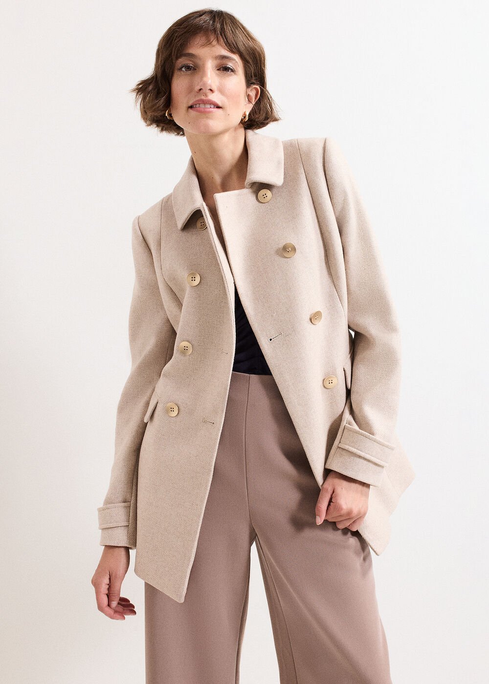 Aurelie Wool Peacoat - Neutral