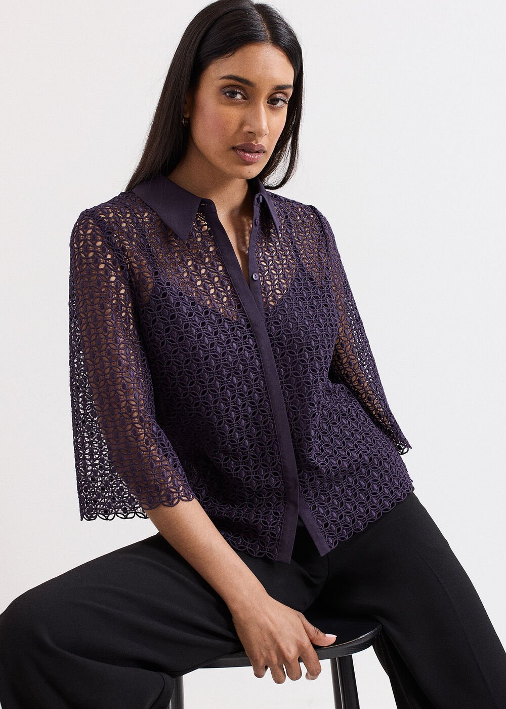 Romilly Lace Shirt - Purple