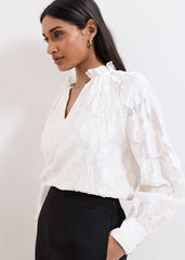 Amal Textured Blouse - Cream