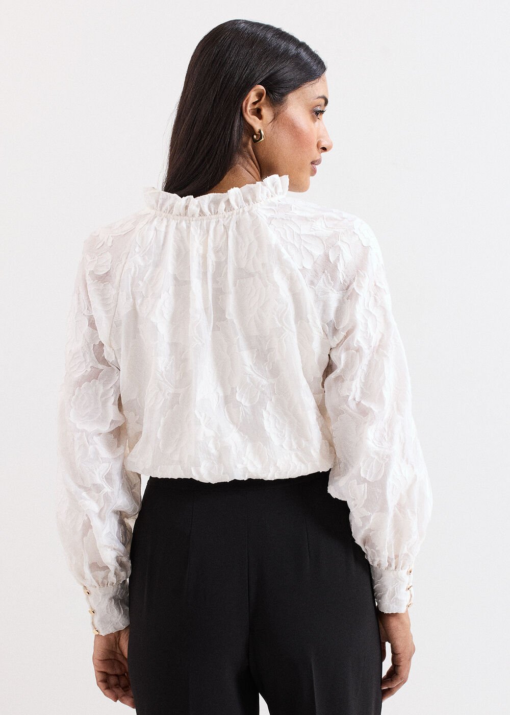 Amal Textured Blouse - Cream