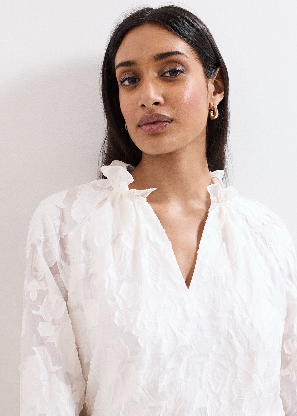 Amal Textured Blouse - Cream