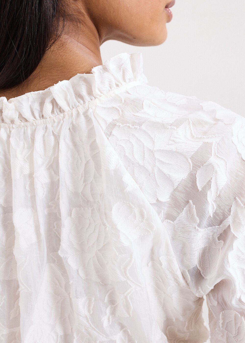 Amal Textured Blouse - Cream