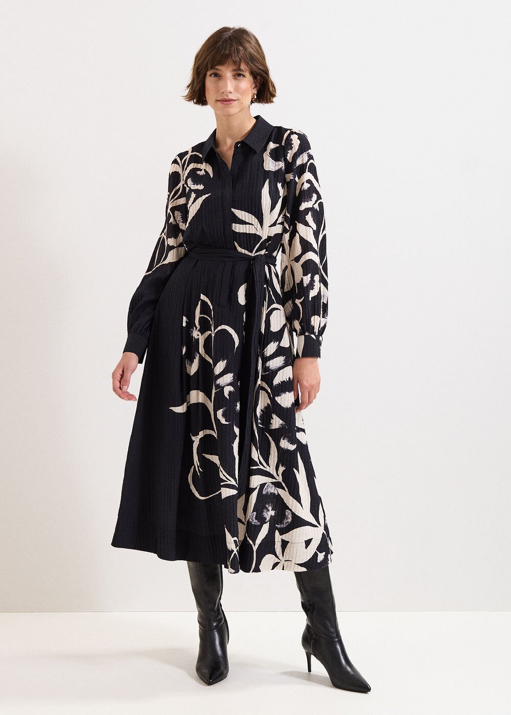 Petite Natalie Midi Dress - Black/Ivory