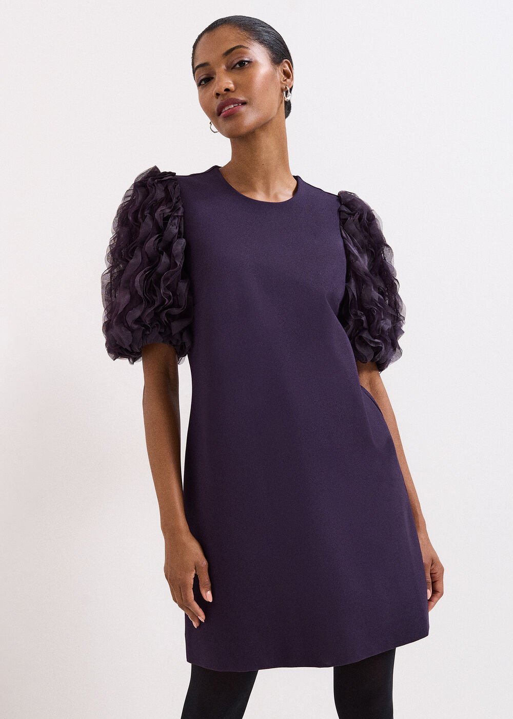 Aida Puff Sleeve Dress - Purple