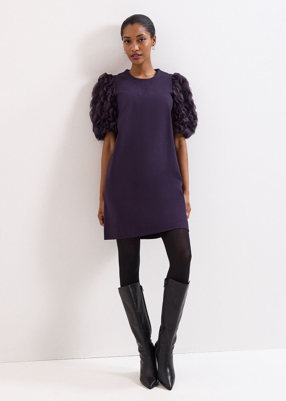 Aida Puff Sleeve Dress - Purple
