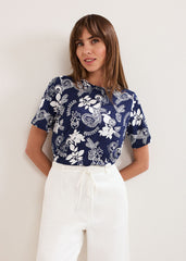 Elma Postcard Top - Navy