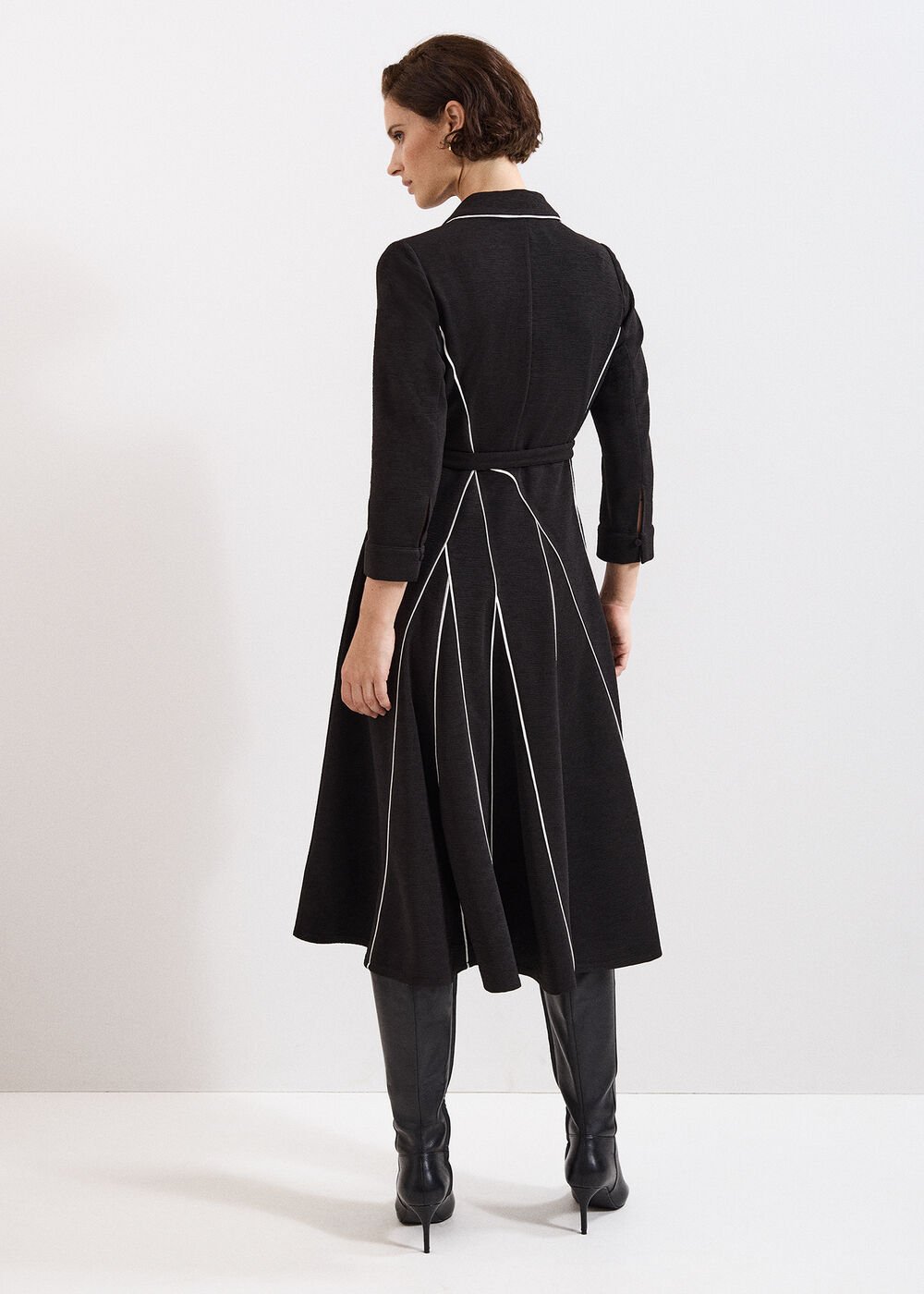 Tilly Piped Dress - Black/Ivory