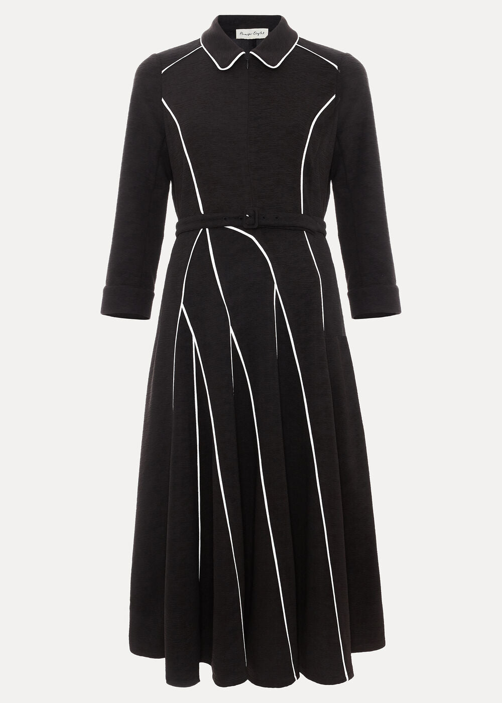 Tilly Piped Dress - Black/Ivory