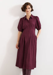 Yasmine Textured Midi Dress - Burgundy