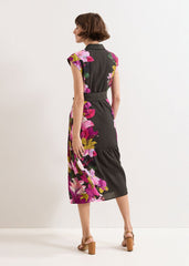Robyn Floral Midi Dress - Khaki