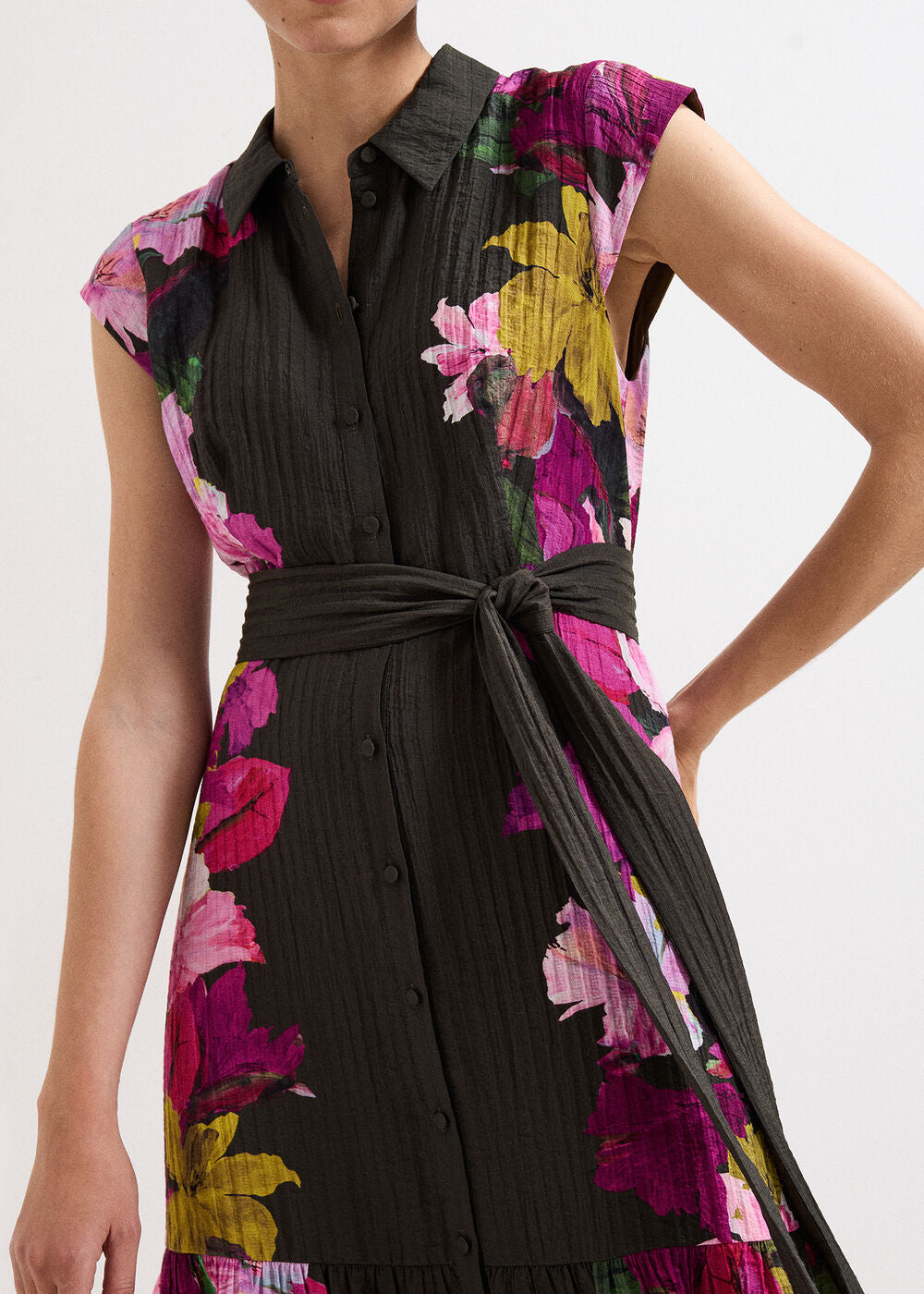 Robyn Floral Midi Dress - Khaki