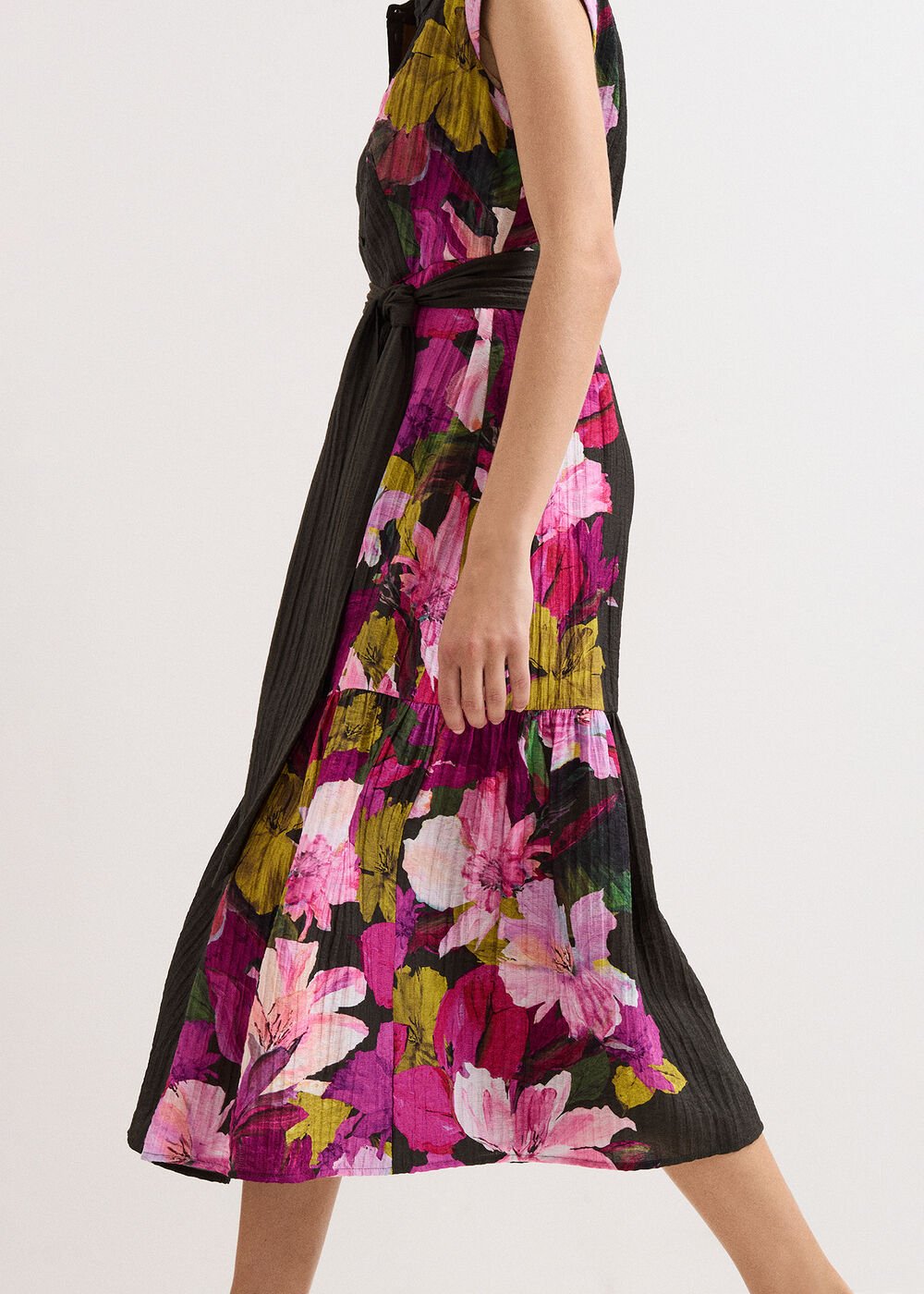 Robyn Floral Midi Dress - Khaki