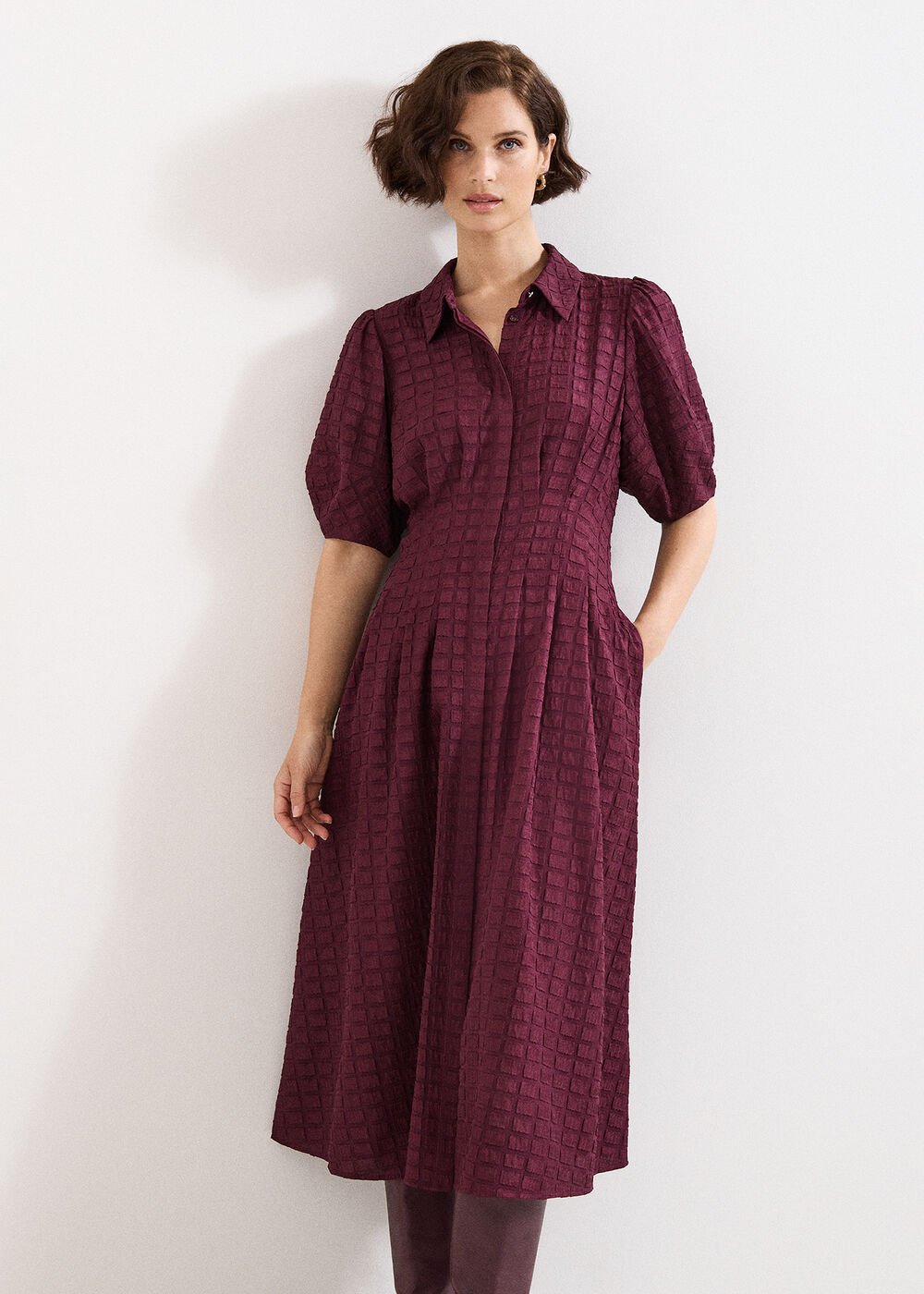 Petite Yasmine Midi Dress - Burgundy
