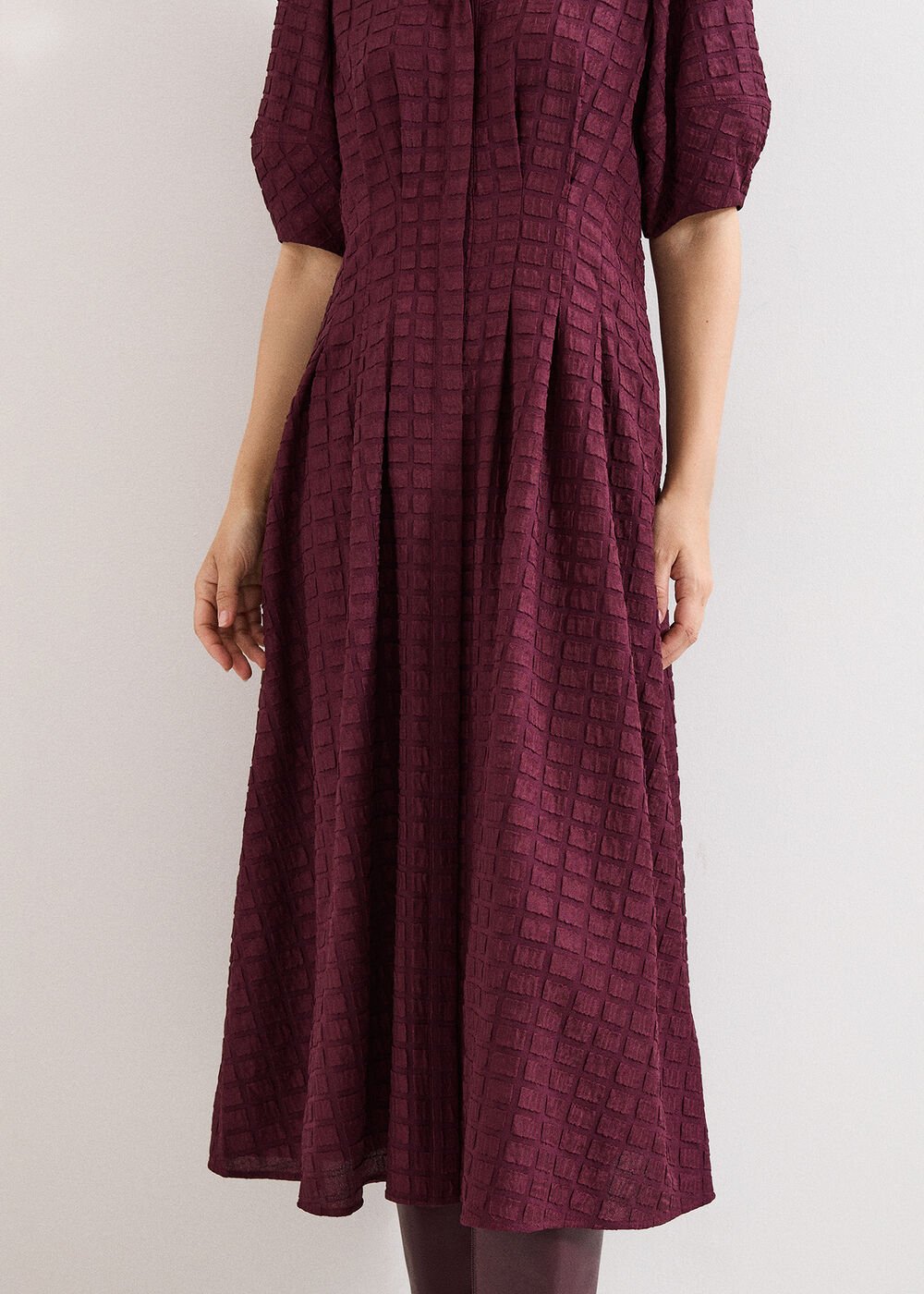 Petite Yasmine Midi Dress - Burgundy