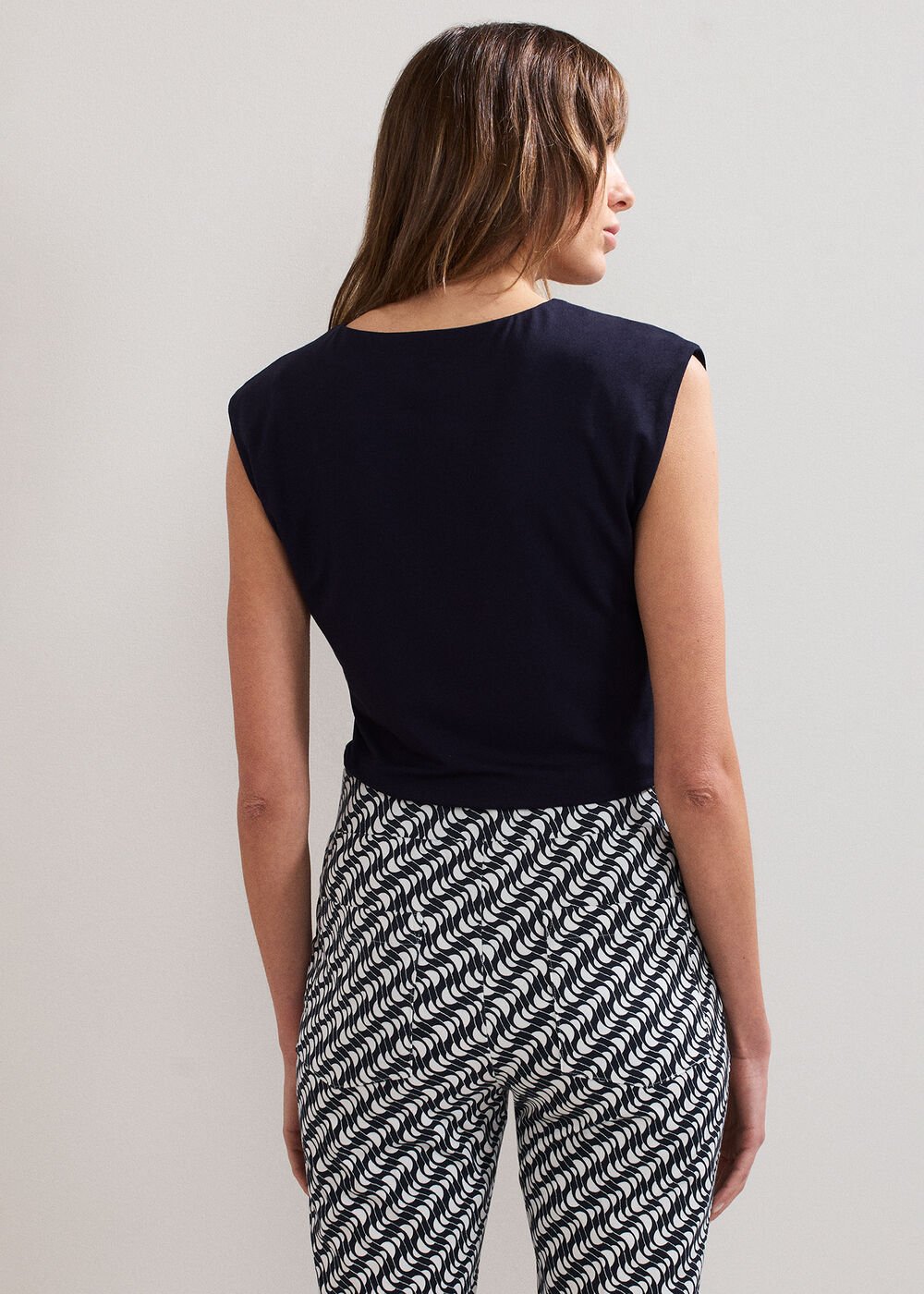 Taia V Neck Top - Navy
