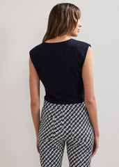 Taia V Neck Top - Navy