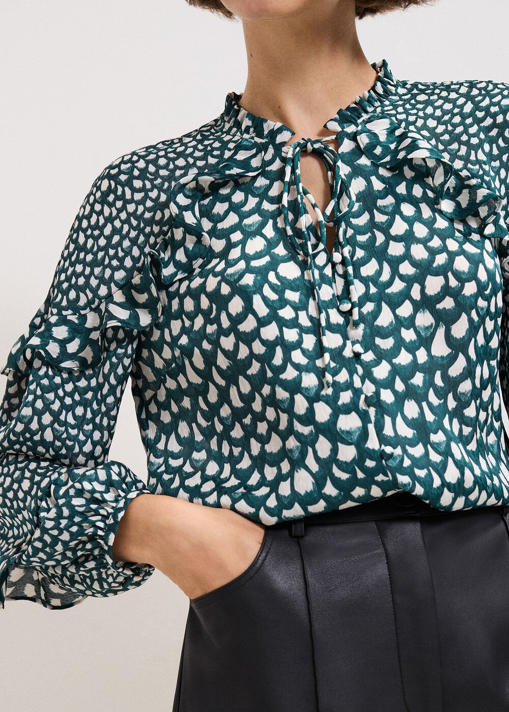 Manon Frill Blouse - Green