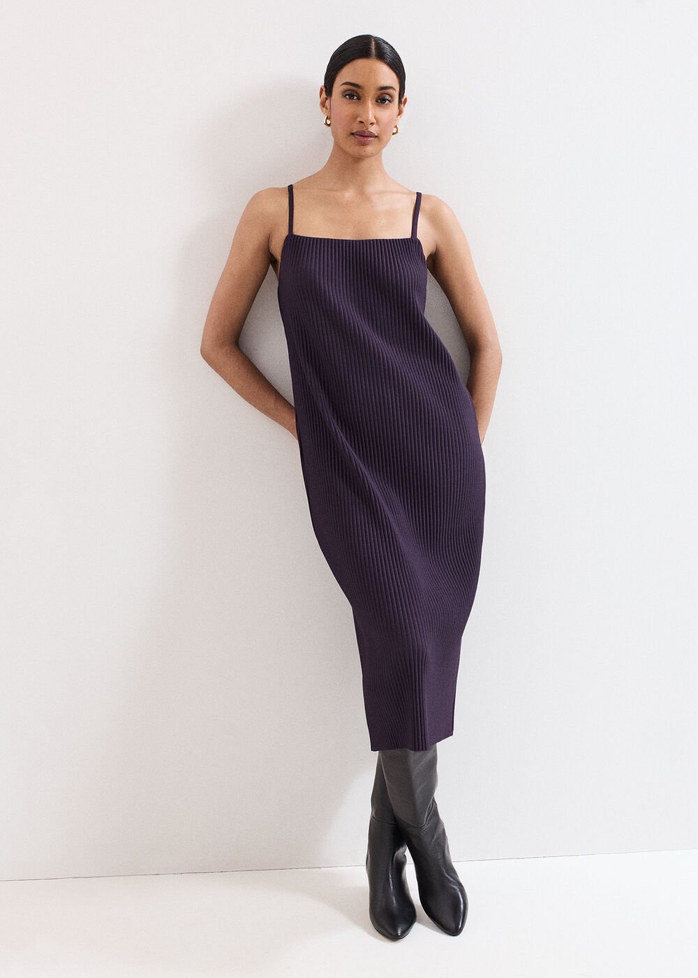 Gracie Ribbed Dress - Purple