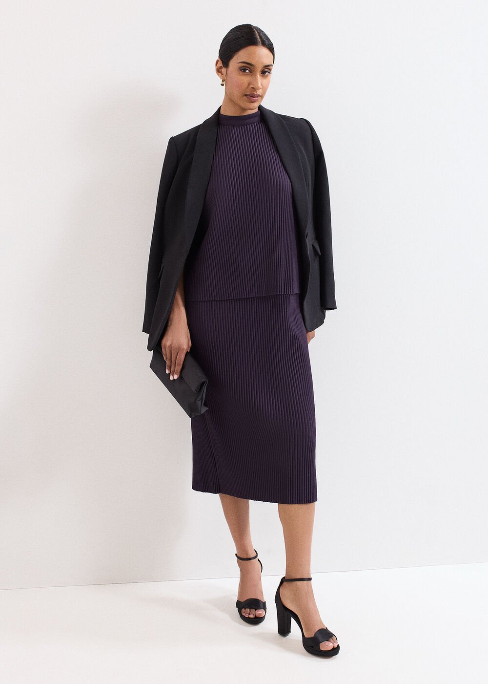 Gracie Ribbed Dress - Purple