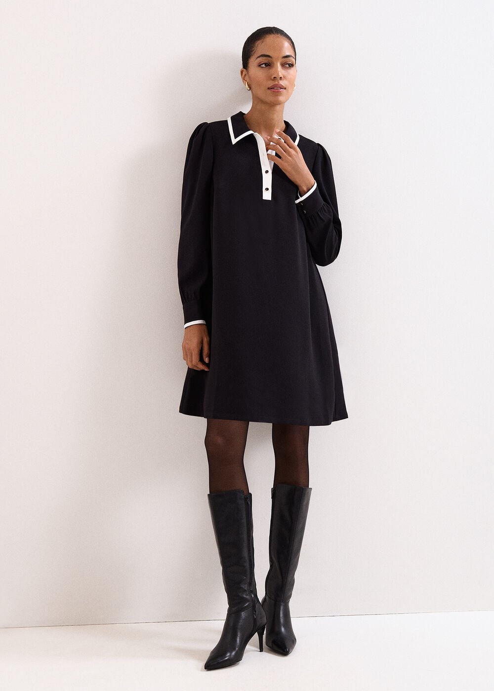Petite Gina Swing Dress - Black