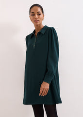 Gina Collar Swing Dress - Green
